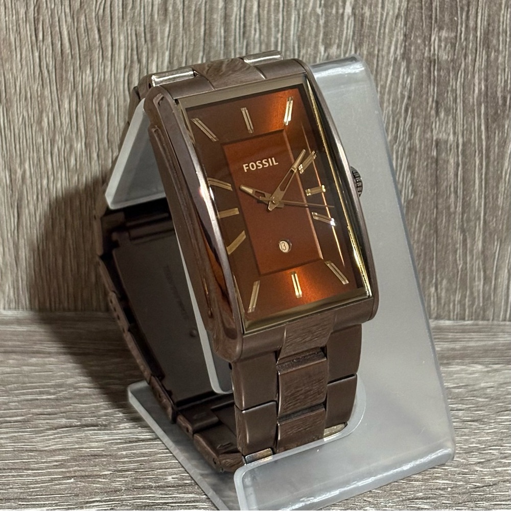 Brown Fossil Tank Stainless Steel Men’s Watch With New Battery
